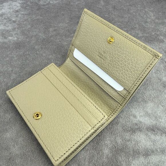 Gucci Horsebit Beige Oatmeal Gold Card Holder Wallet 621887 - Picture 12 of 16